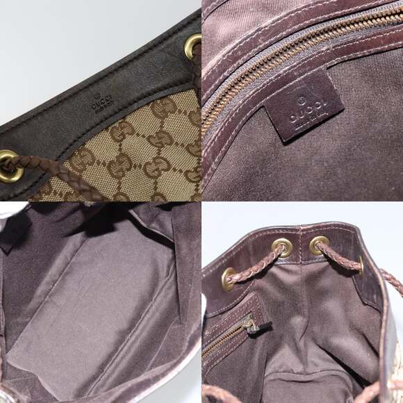 GUCCI GG Canvas Shoulder Bag Beige Gold - Picture 11 of 12